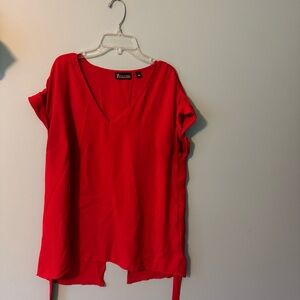 Red Open Back Blouse